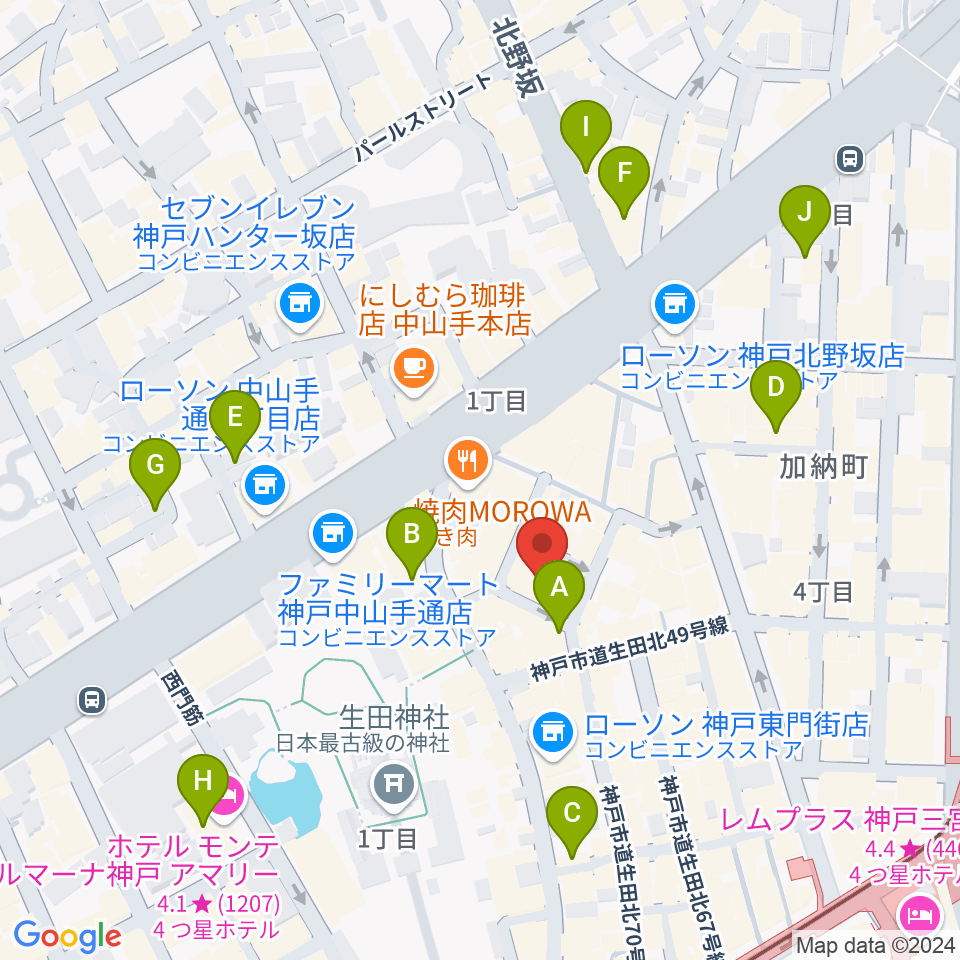 神戸 隠れ谷周辺のホテル一覧地図