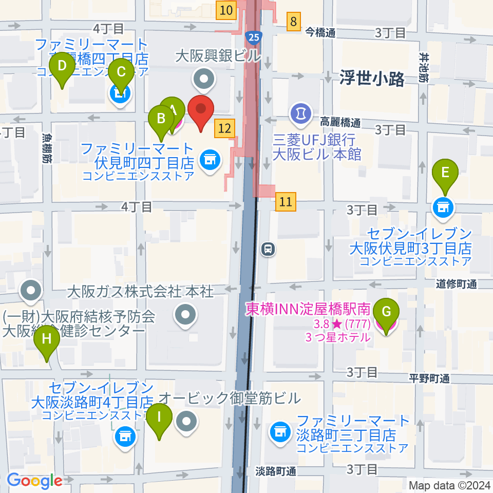 朝日生命ホール周辺のホテル一覧地図