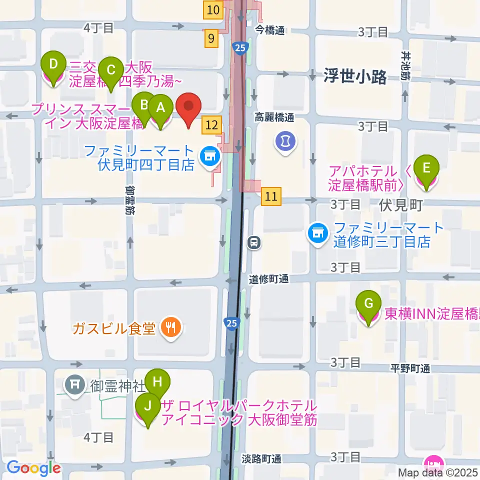 朝日生命ホール周辺のホテル一覧地図