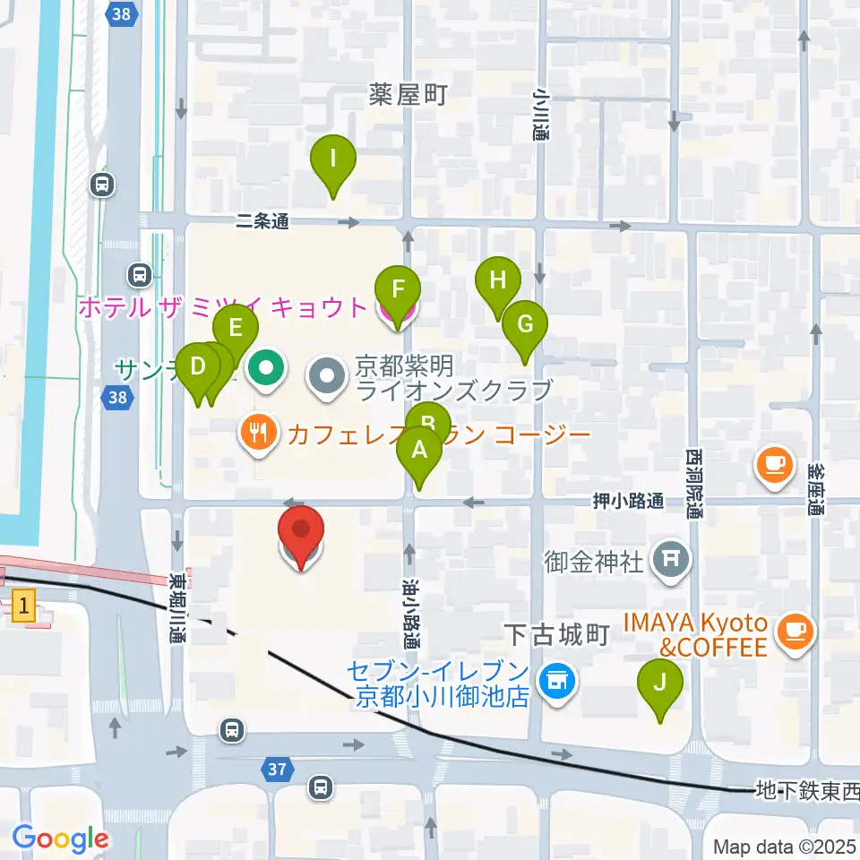 京都堀川音楽高等学校 音楽ホール周辺のホテル一覧地図