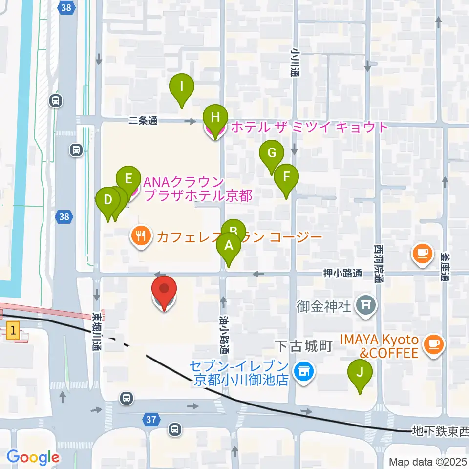 京都堀川音楽高等学校 音楽ホール周辺のホテル一覧地図