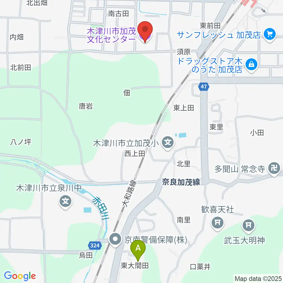 木津川市加茂文化センター あじさいホール周辺のホテル一覧地図