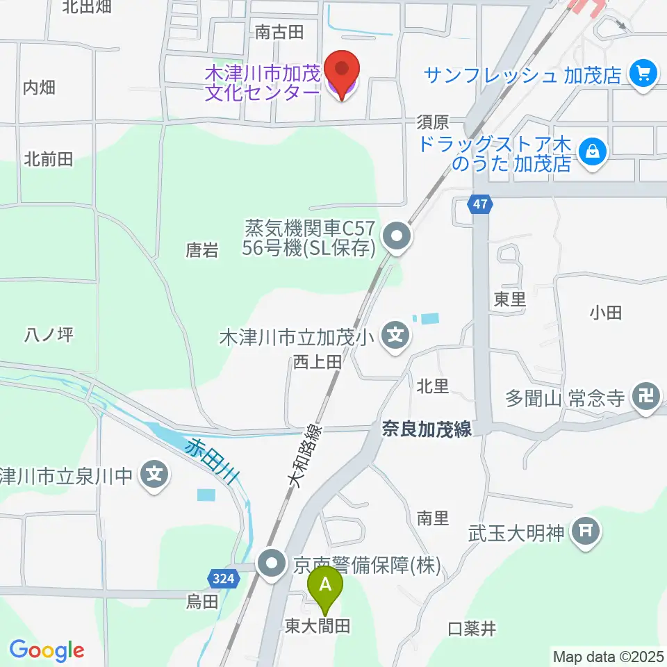 木津川市加茂文化センター あじさいホール周辺のホテル一覧地図