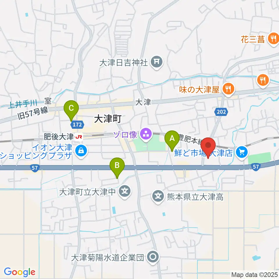 大津町生涯学習センター周辺のホテル一覧地図