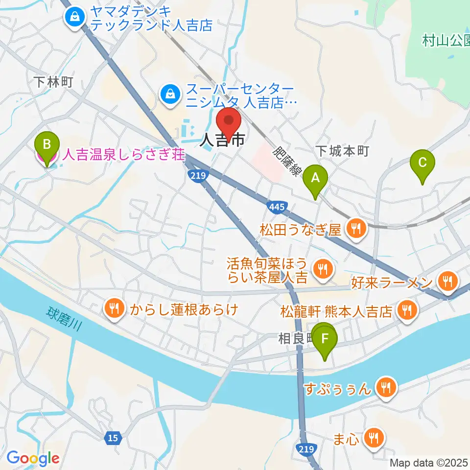 人吉市カルチャーパレス周辺のホテル一覧地図