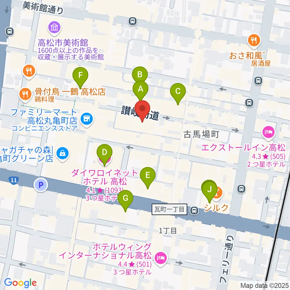 高松ビートルズ周辺のホテル一覧地図