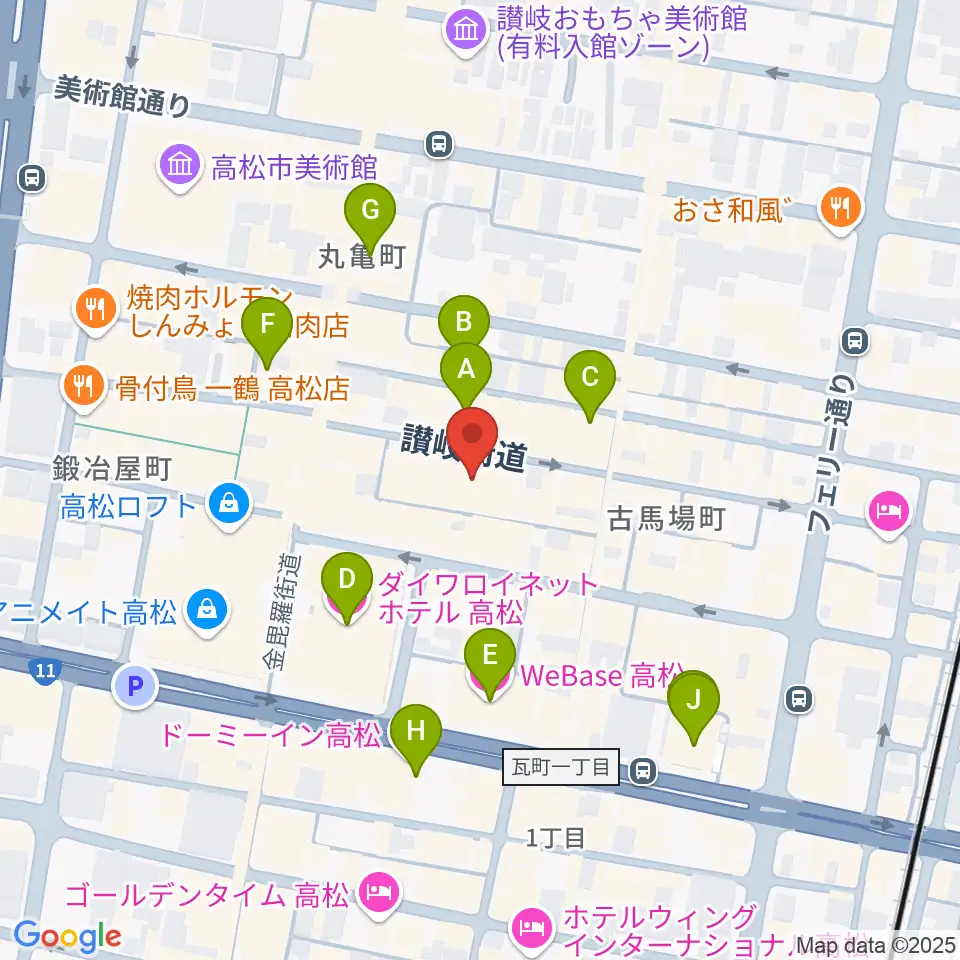 高松ビートルズ周辺のホテル一覧地図