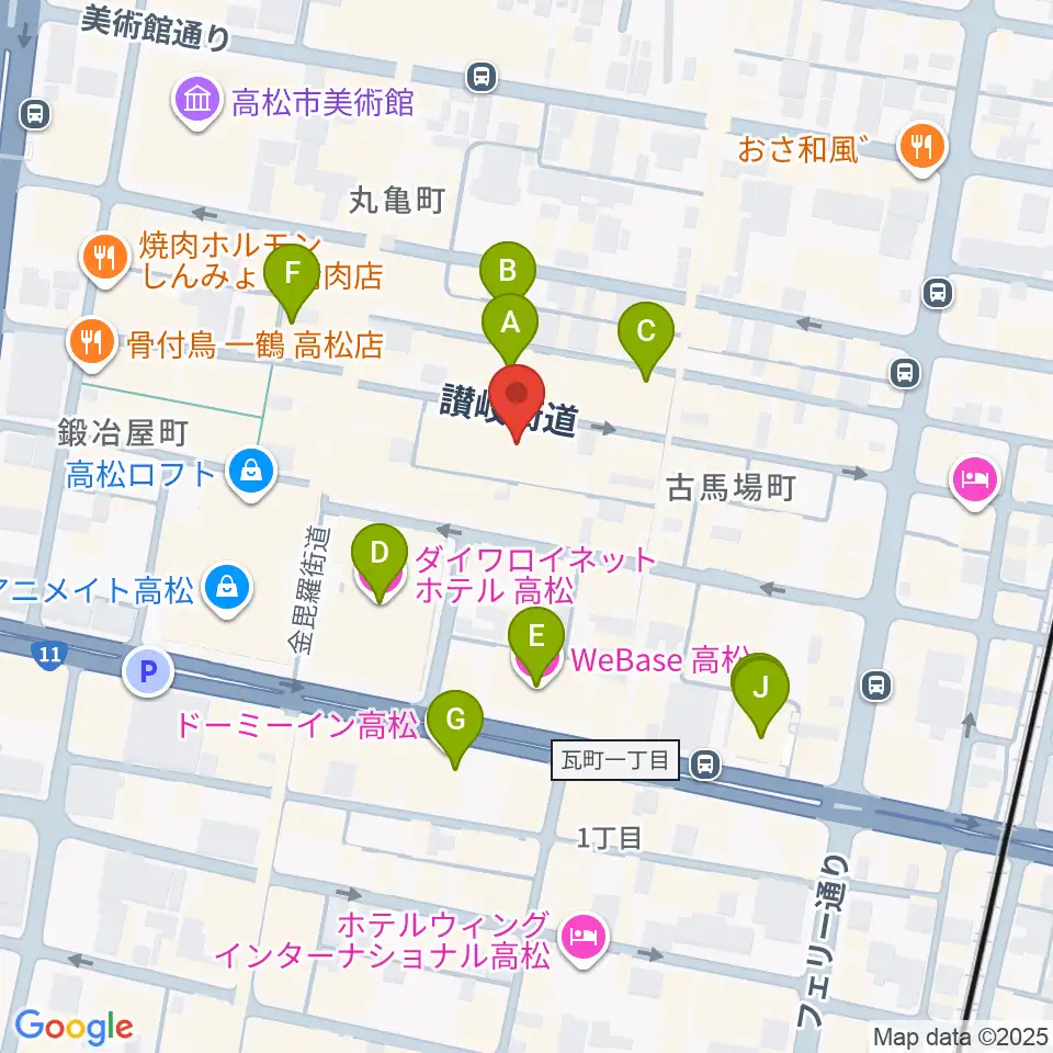 高松ビートルズ周辺のホテル一覧地図