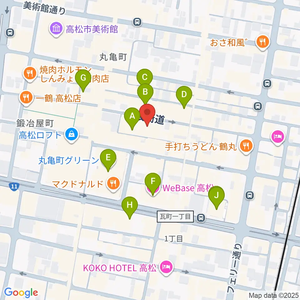 高松ビートルズ周辺のホテル一覧地図