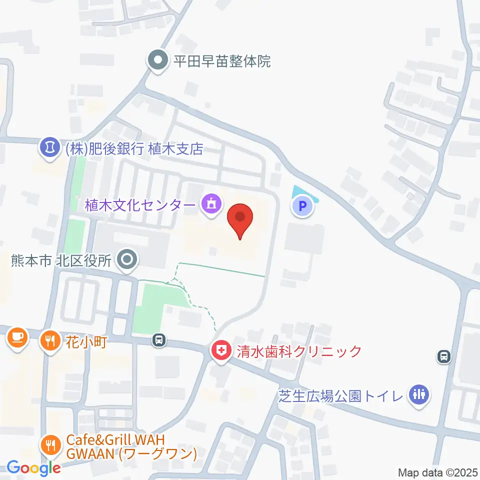 熊本市植木文化ホール周辺のホテル一覧地図