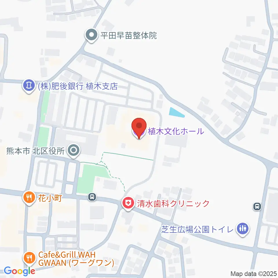 熊本市植木文化ホール周辺のホテル一覧地図