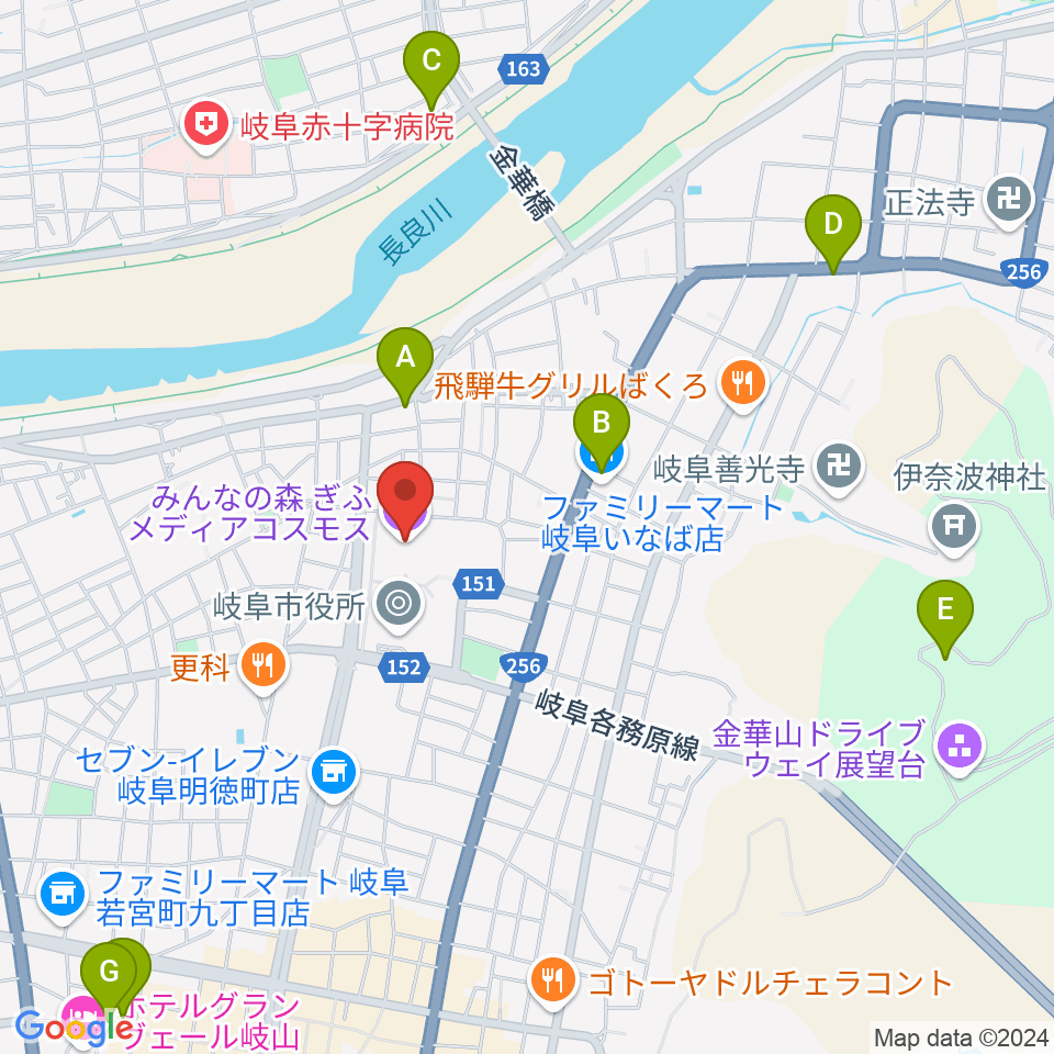 みんなの森 ぎふメディアコスモス周辺のホテル一覧地図