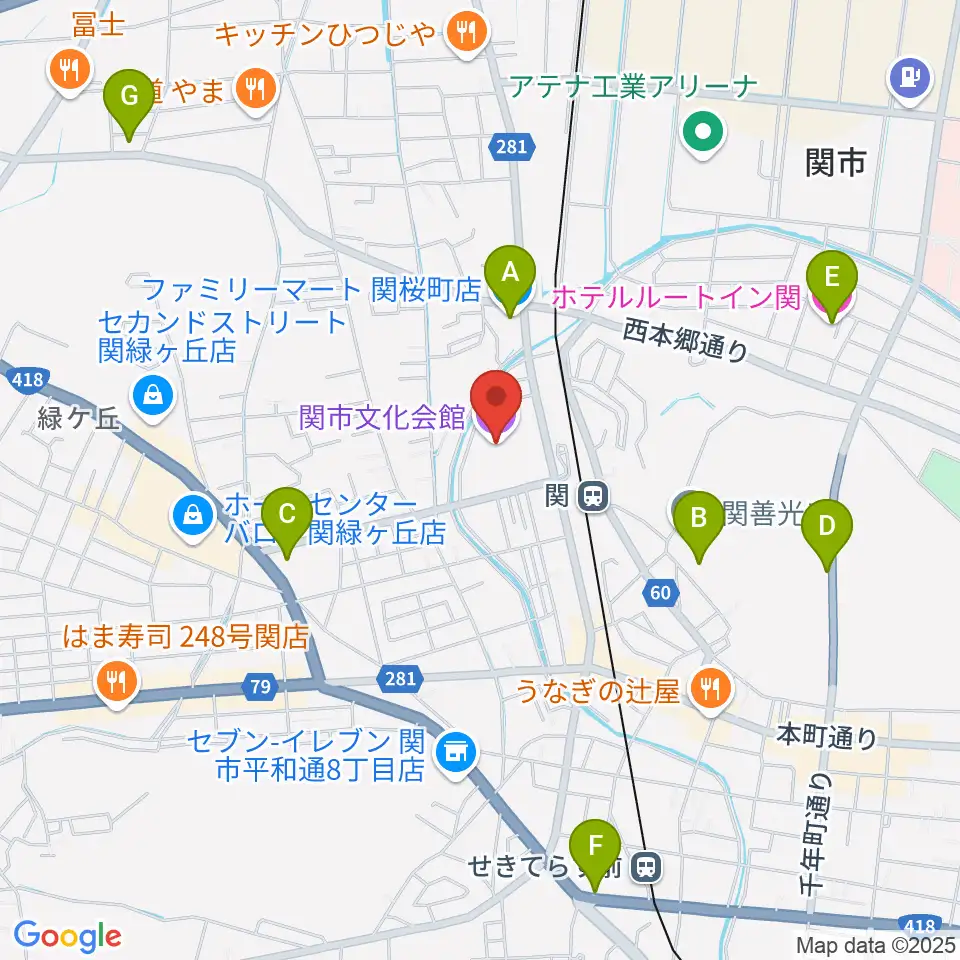 関市文化会館周辺のホテル一覧地図