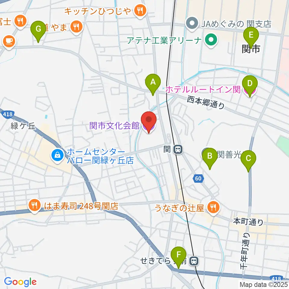 関市文化会館周辺のホテル一覧地図