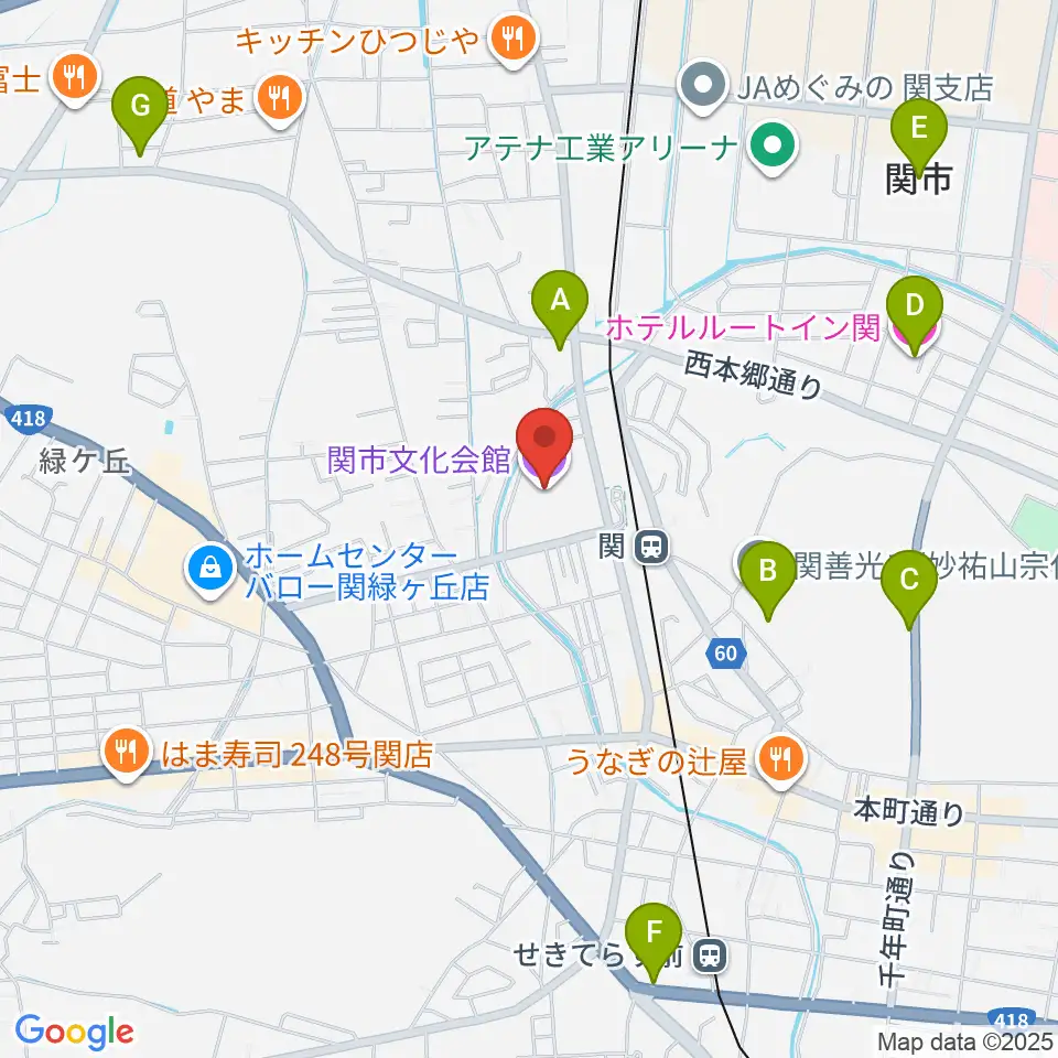 関市文化会館周辺のホテル一覧地図