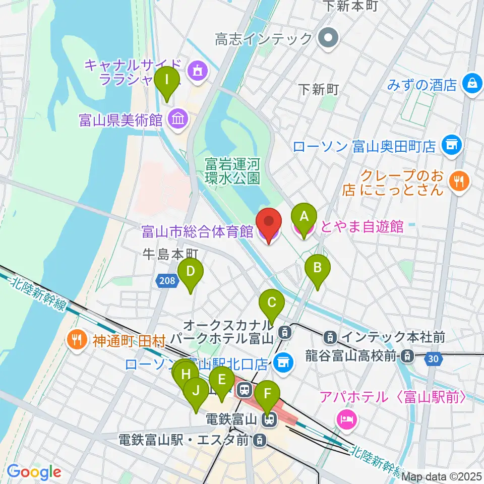 YKK AP ARENA周辺のホテル一覧地図