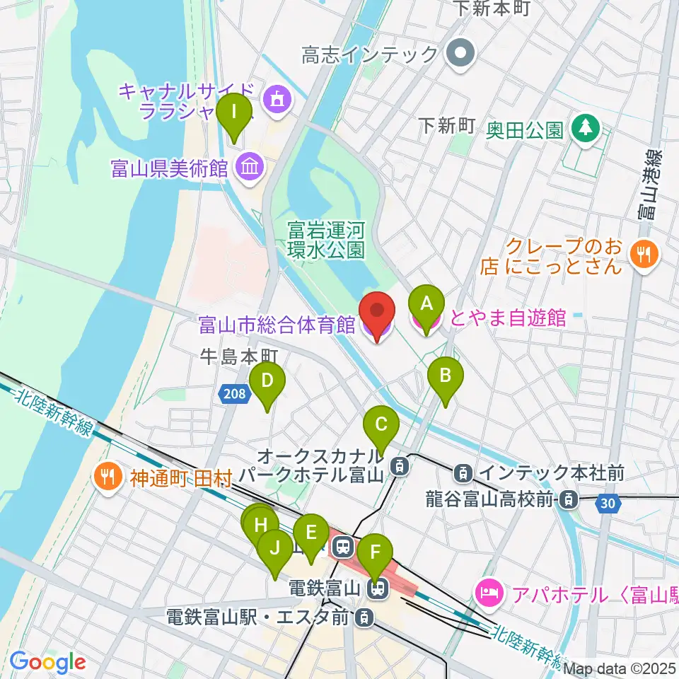YKK AP ARENA周辺のホテル一覧地図