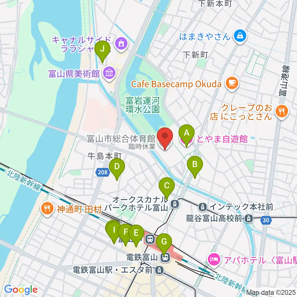 YKK AP ARENA周辺のホテル一覧地図