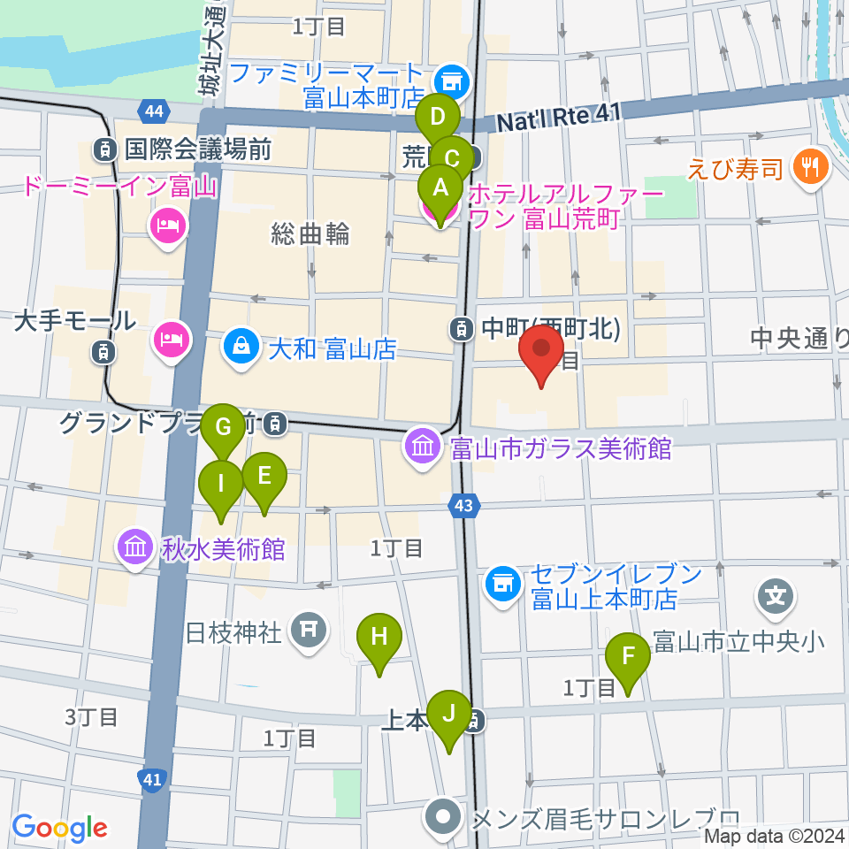 てるてる亭周辺のホテル一覧地図