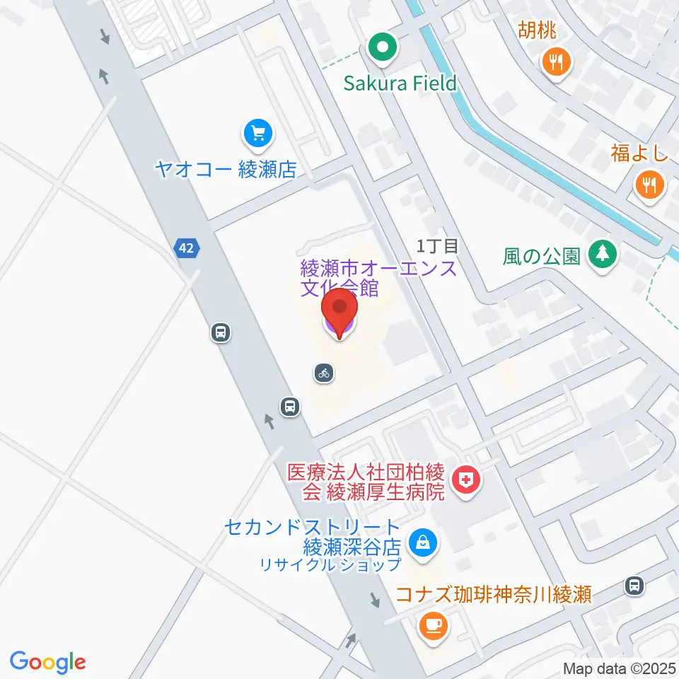 綾瀬市オーエンス文化会館周辺のホテル一覧地図