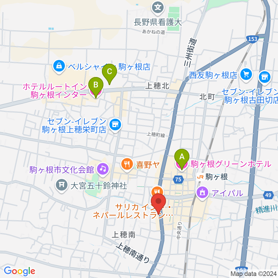 音の芽ホール周辺のホテル一覧地図