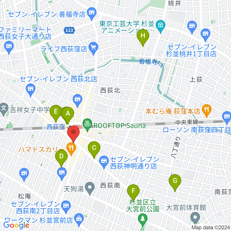 ニュースター楽器 西荻窪センター周辺のホテル一覧地図