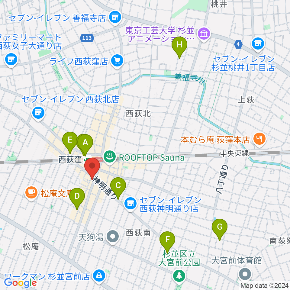 ニュースター楽器 西荻窪センター周辺のホテル一覧地図