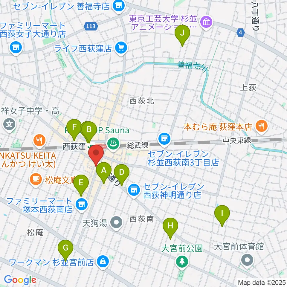 ニュースター楽器 西荻窪センター周辺のホテル一覧地図