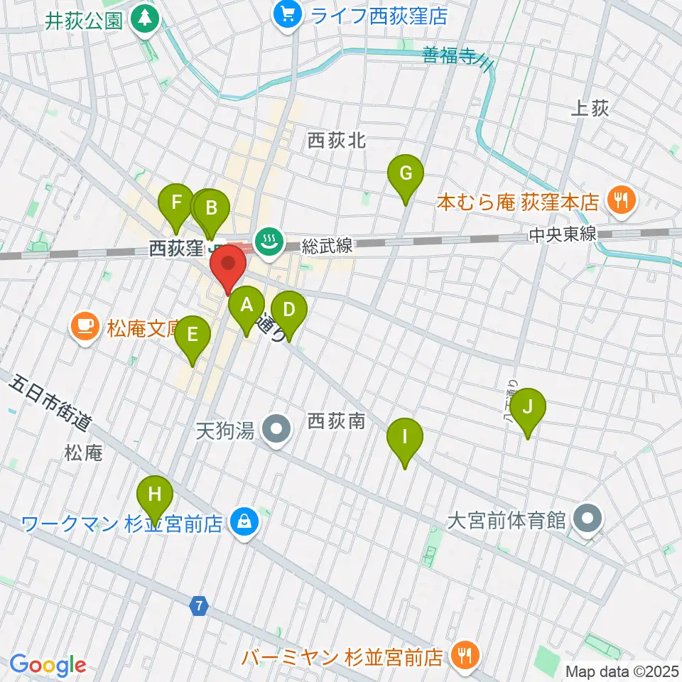 ニュースター楽器 西荻窪センター周辺のホテル一覧地図