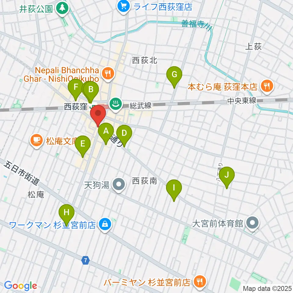 ニュースター楽器 西荻窪センター周辺のホテル一覧地図