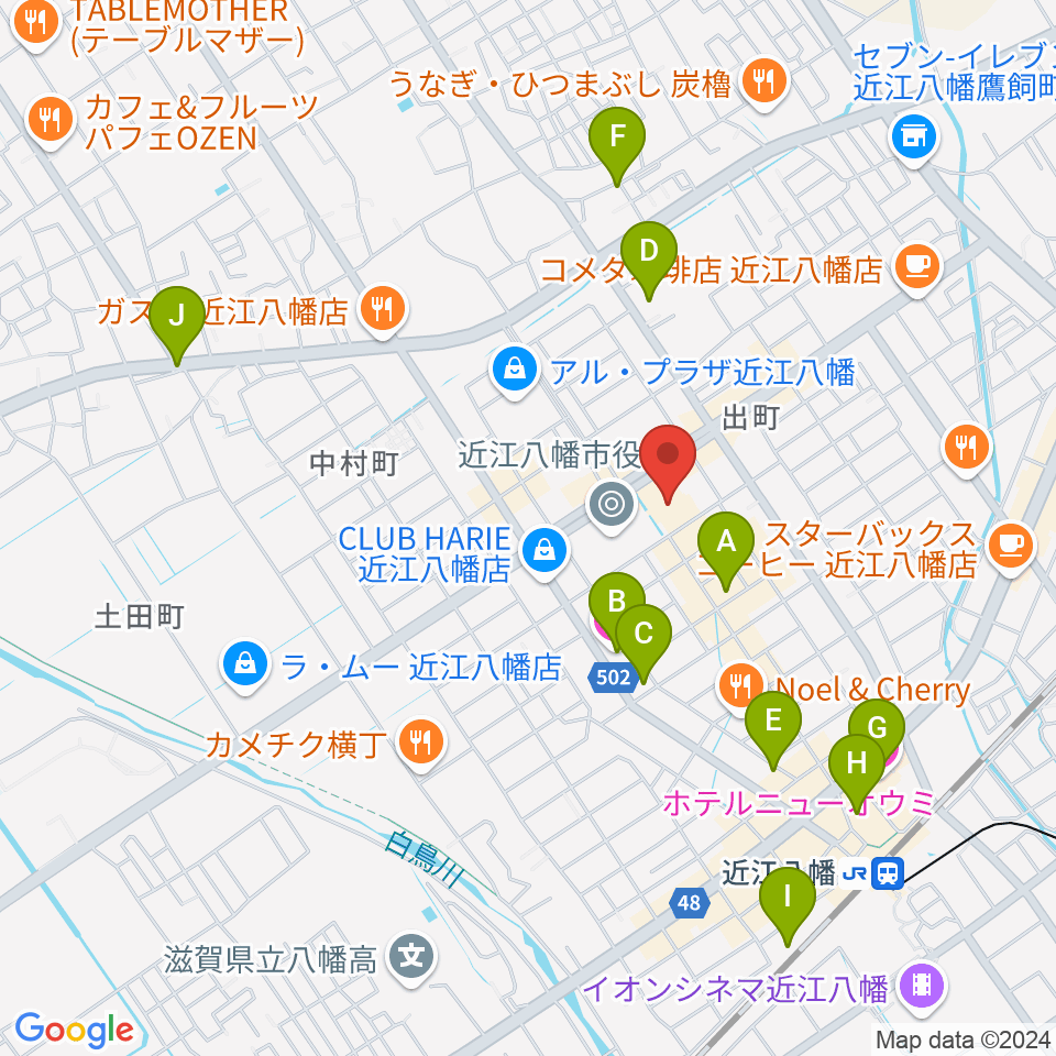 近江八幡市文化会館周辺のホテル一覧地図