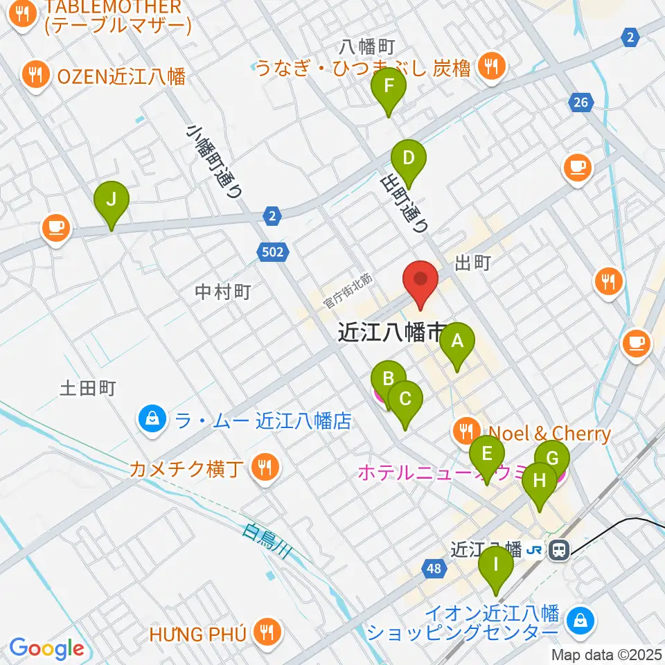近江八幡市文化会館周辺のホテル一覧地図