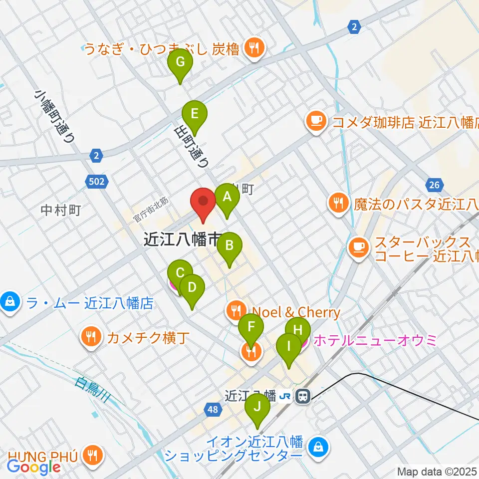 近江八幡市文化会館周辺のホテル一覧地図