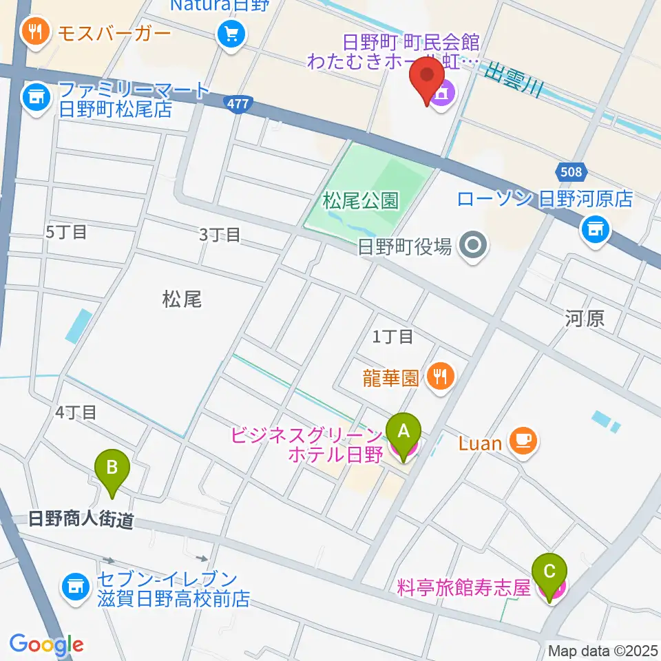 日野町町民会館わたむきホール虹周辺のホテル一覧地図