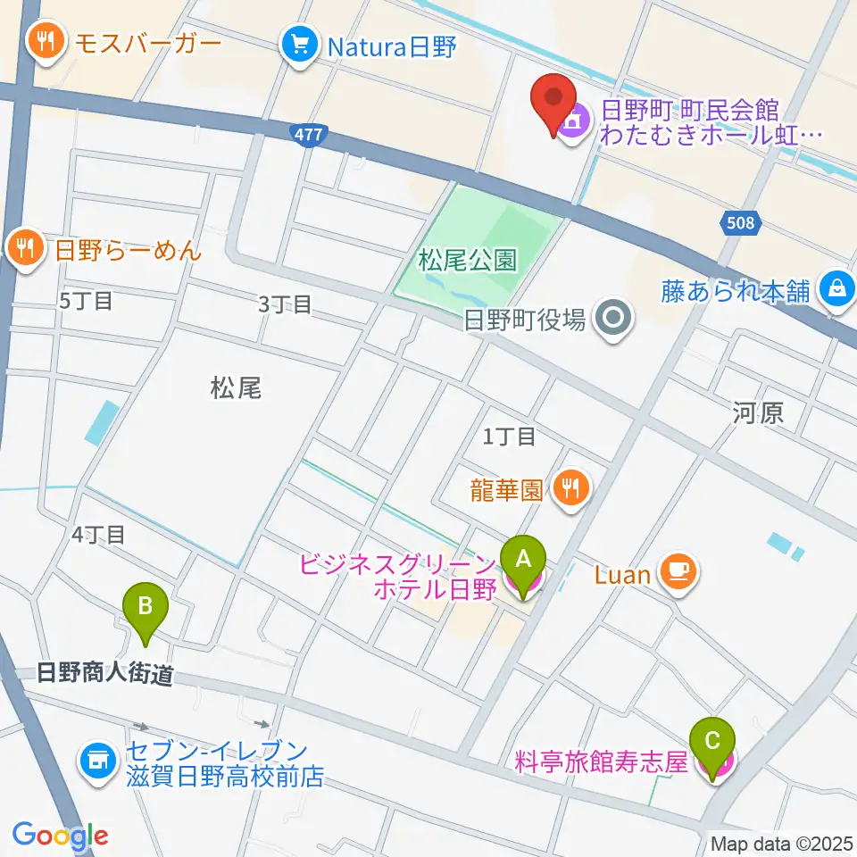 日野町町民会館わたむきホール虹周辺のホテル一覧地図