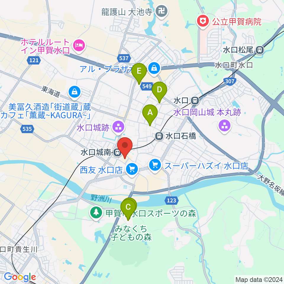 あいこうか市民ホール周辺のホテル一覧地図