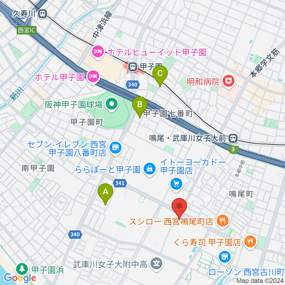 なるお文化ホール周辺のホテル一覧地図