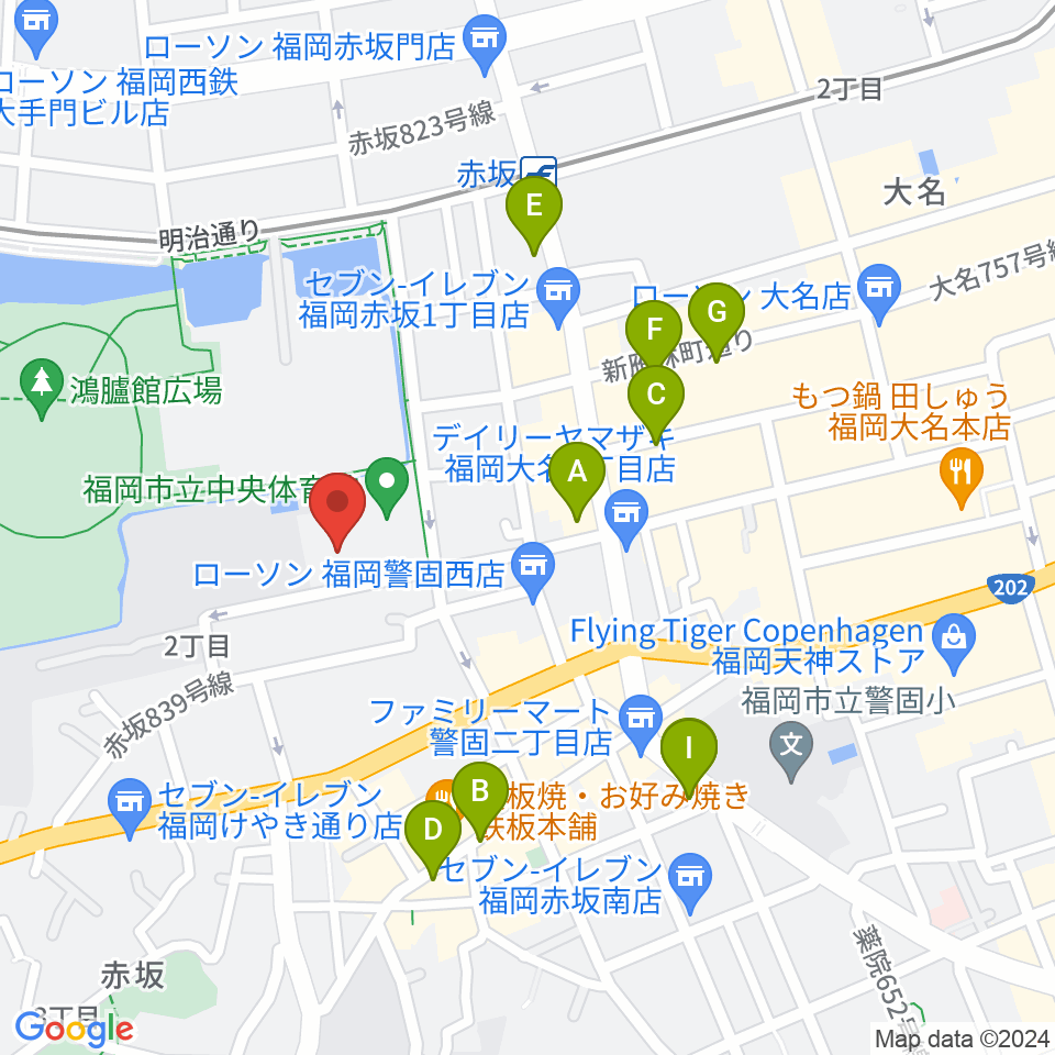 福岡市立中央市民センター周辺のホテル一覧地図