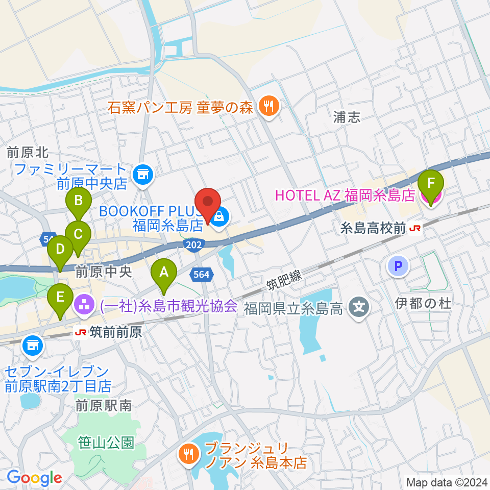 伊都文化会館周辺のホテル一覧地図