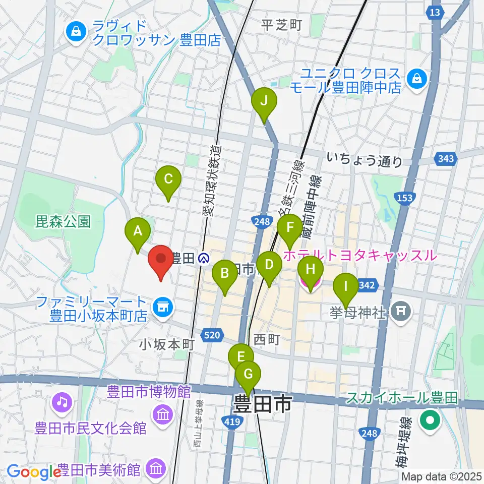 とよた科学体験館周辺のホテル一覧地図