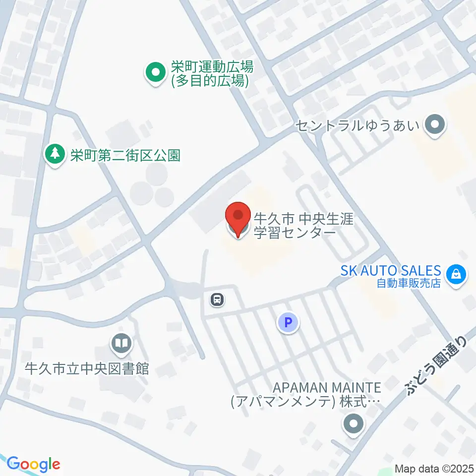 牛久市中央生涯学習センター周辺のホテル一覧地図