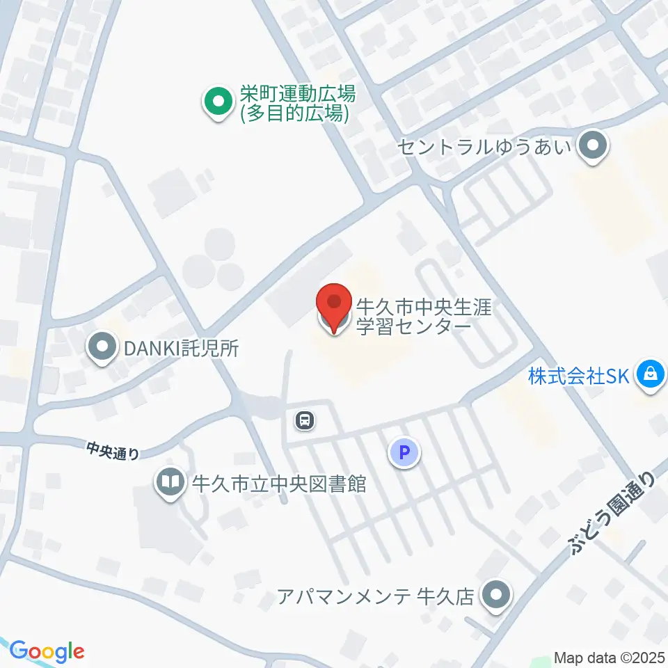 牛久市中央生涯学習センター周辺のホテル一覧地図