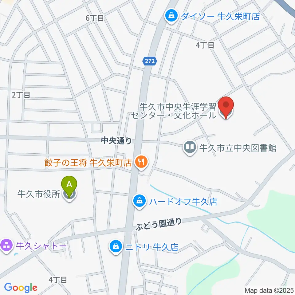 牛久市中央生涯学習センター周辺のホテル一覧地図