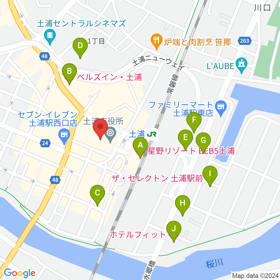 茨城県県南生涯学習センター周辺のホテル一覧地図
