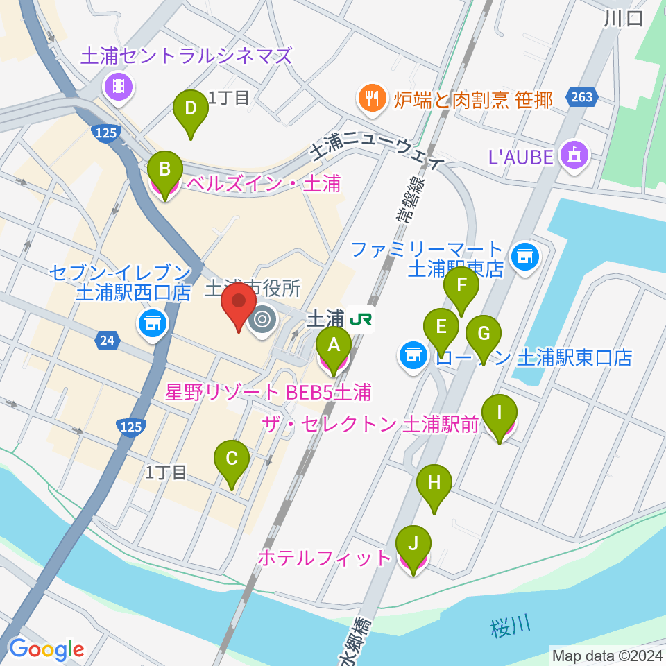 茨城県県南生涯学習センター周辺のホテル一覧地図