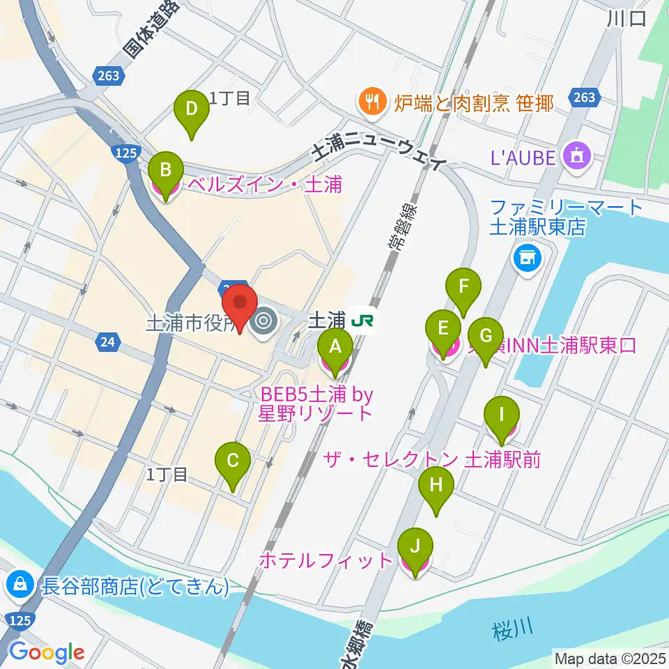 茨城県県南生涯学習センター周辺のホテル一覧地図