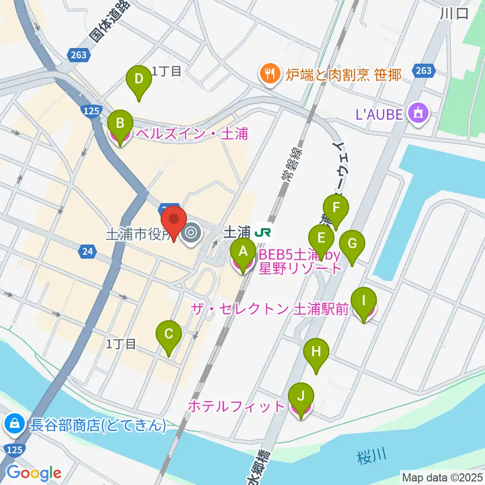 茨城県県南生涯学習センター周辺のホテル一覧地図