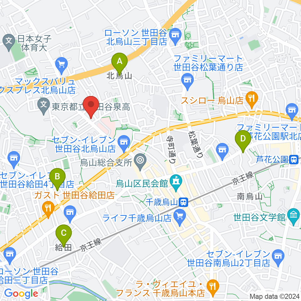 世田谷アールイーシースタジオ周辺のホテル一覧地図