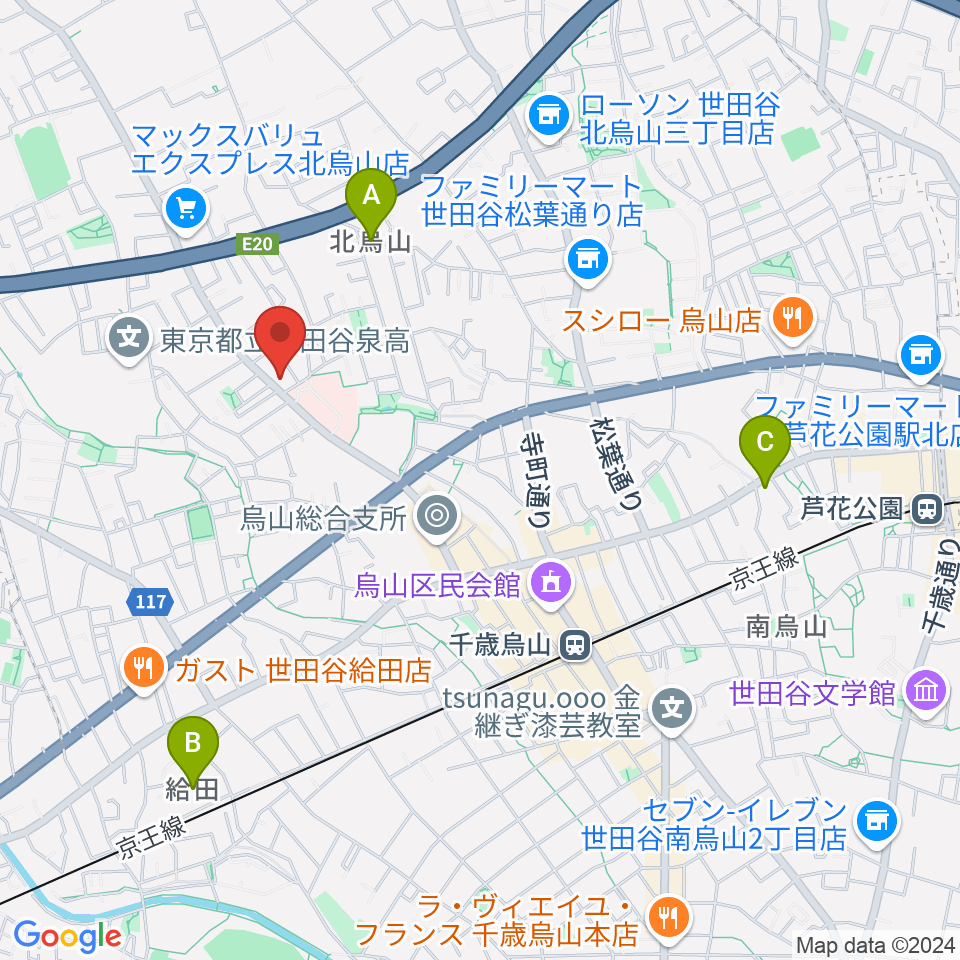 世田谷アールイーシースタジオ周辺のホテル一覧地図