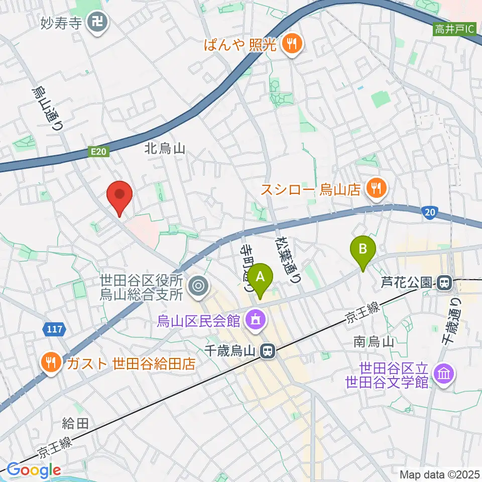 世田谷アールイーシースタジオ周辺のホテル一覧地図